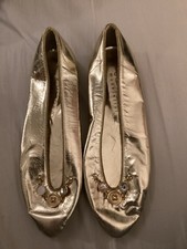 NOS Vintage 80 s Gold Leather Ballet Flats Joan David Sz 6 1/2 B