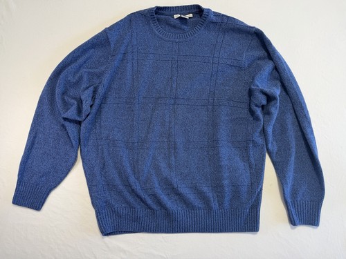 Geoffrey Beene, Vintage Geoffrey Beene Sweater XXL Blue Cotton Crewneck Hong Kong