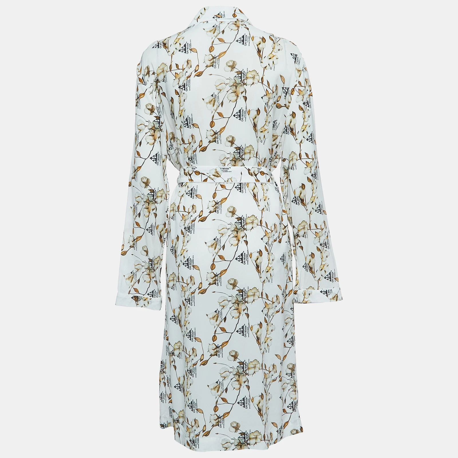 OFF WHITE Abito Midi camicia M con Stampa Logo Floreale Bianco Spaccio Bianco Splendido M