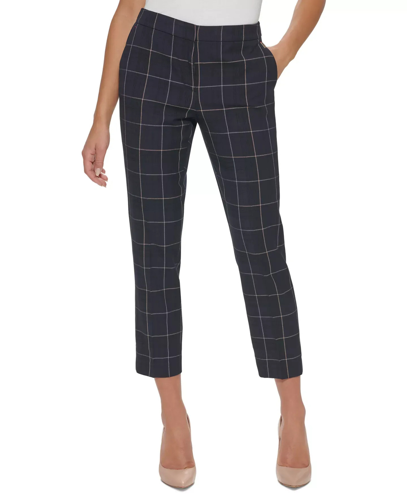 Tommy Hilfiger Women's Pants Sz 2 Mid-Rise Plaid Ankle