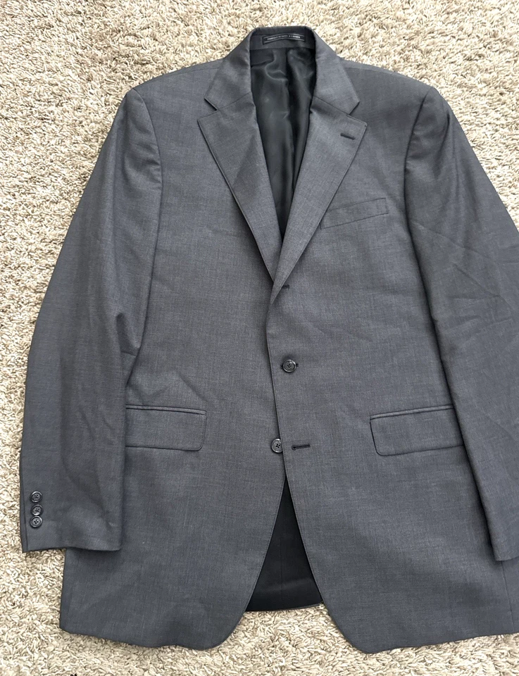 J. Prensa Recent Traje Chaqueta Abrigo Para Hombre 43L Largo Gris Carbón Lana 3-2 Rollos Usado en Excelente Condición Foto 2 de 4