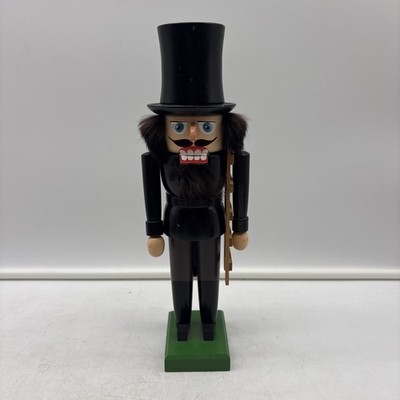 Vintage German Erzgebirge Nutcracker 11.5  Wooden Black Top Hat