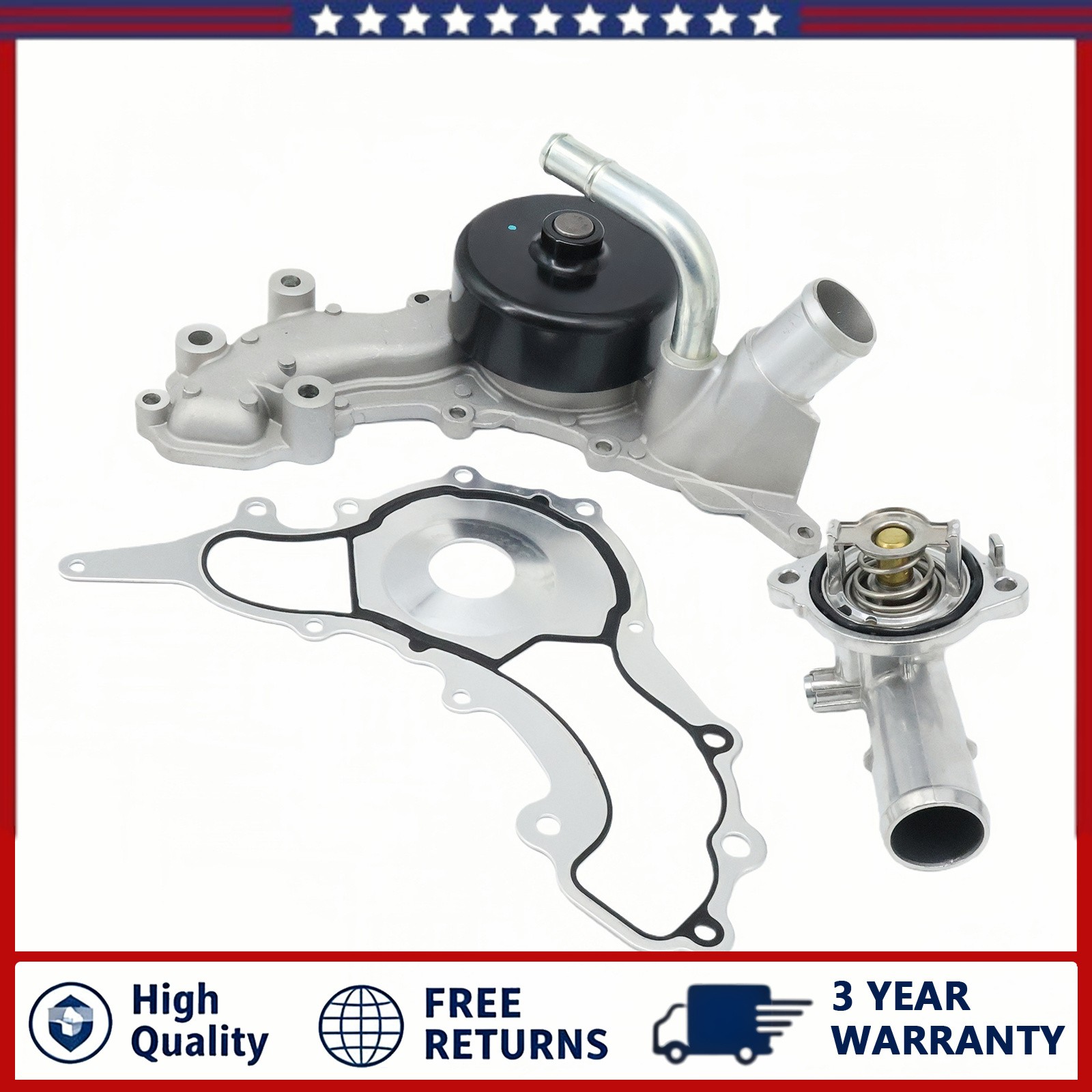 Fit For 17-22 Maserati Levante 3.0 V6 Engine Cooling Water Pump w/Thermostat Kit