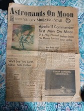 Astronauts On Moon July 21 1969 Newspaper Apollo 11