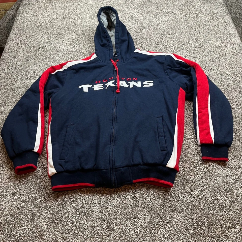 Jaqueta Houston Texans NFL masculina GG azul marinho vermelha branca com zíper com capuz grossa - Imagem 2 de 4