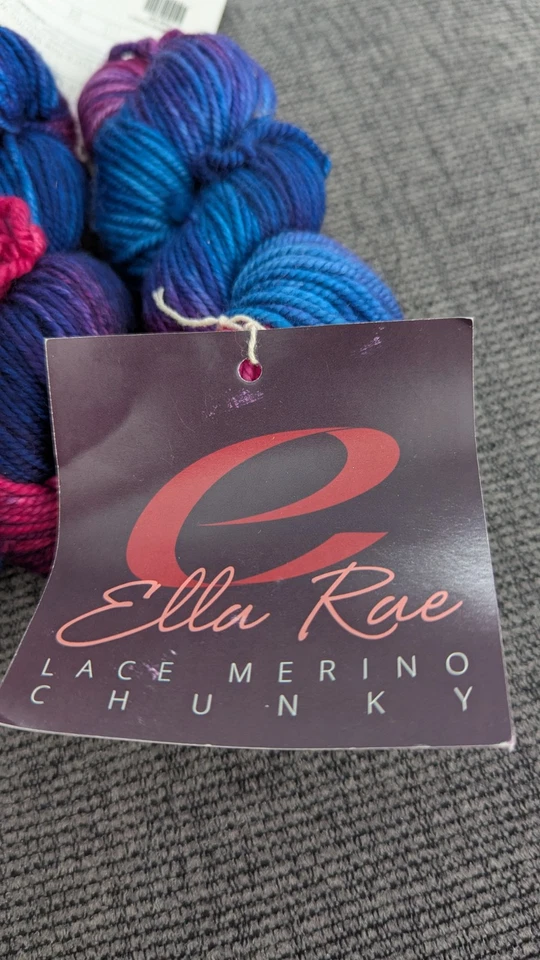 Lote de 3 Hilos Gruesos Ella Rae Encaje Merino En Turquesa Púrpura Foto 2 de 3