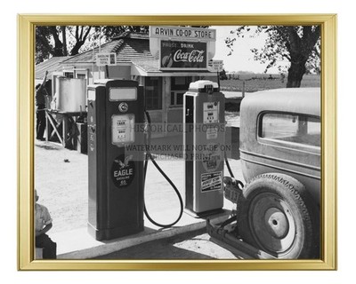 CO-OP STORE GAS STATION ARVIN KERN COUNTY CALIFORNIA 1939 8X10 GOLD FRAMED PHOTO