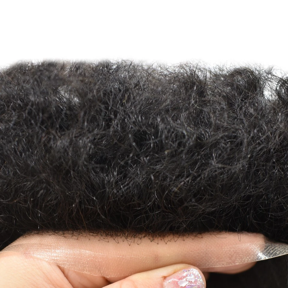 Sistema de cabello humano rizado rizado rizado rizado rizado negro toupee de Estados Unidos Foto 2 de 4