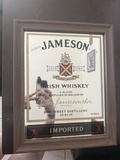 Rare Jameson Irish Whisky Signed Wood Frame Bar Mirror