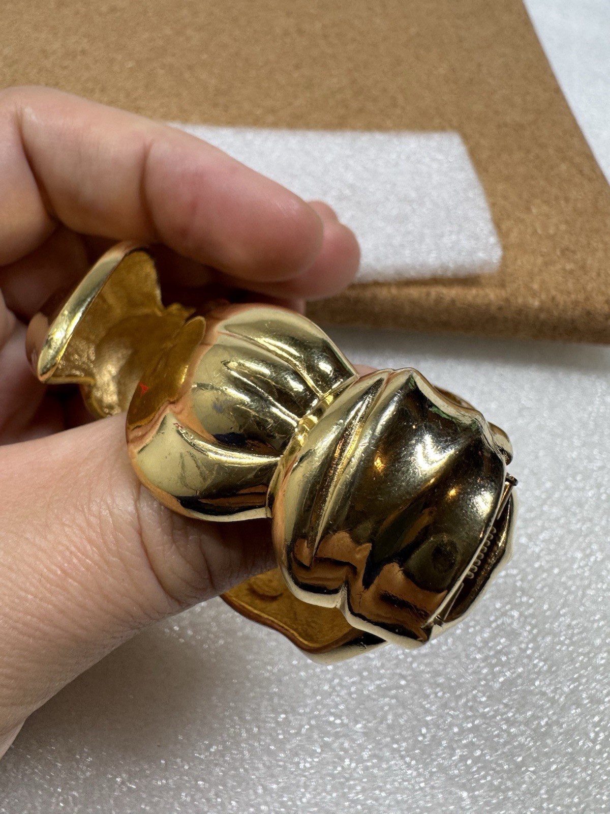 Rare Givenchy Hinged Cuff Bangle Bracelet Gold Ch… - image 8