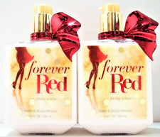 Bath Body Works FOREVER RED Body Lotion, Metallic Red Bow, 10 fl oz, NEW x 2