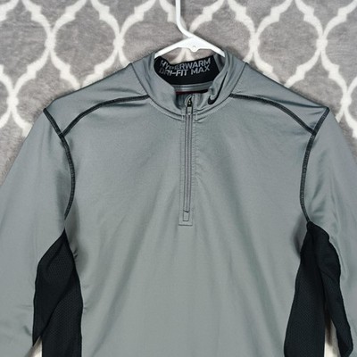 Nike Pro Hyperwarm 1/4 Zip Men Medium Gray Compression Dri Fit Max Base Layer