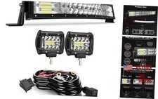 White LED 22" Light Bar with 2x4" LED Pods Fog Lights - Curved