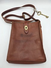 Vintage Fossil Leather Brown Crossbody Messen...