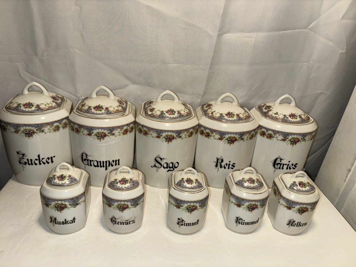 CT Altwasser Silesia German Porcelain Canister Set Of 10 Vintage