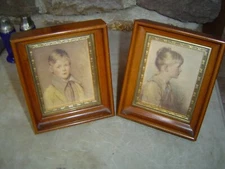 2 Vintage Art Prints Deep Set Frames CHARLOTTE & PETER C & A Richards Boston, MA