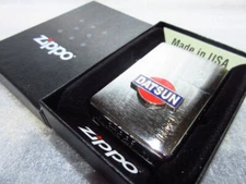 Zippo Oil Lighter Datsun Emblem Logo Silver Brass Regular Case Japan