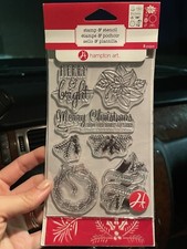 Hampton Art Stamp Stencil Christmas Clear Stamps 8 Pc Merry Bright - SC0709