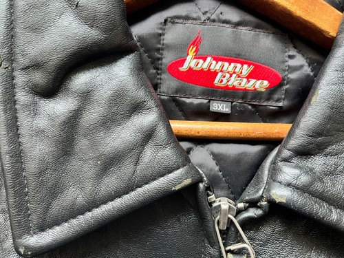 Vintage 90's OG Wu Tang Johnny Blaze leather motorcycle jacket varsity 3XL - Picture 10 of 12