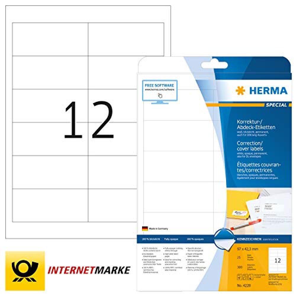 Herma Labels white correction/cover 96,5x42,3 SuperPrint - NUOVO