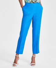 Kasper Women's Linen-Blend Mid Rise Straight-Leg Pants - Riviera - 12