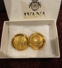 Vintage Ivana Trump Gold Coin Gorgeous Clip On Earrings Design Jewelry!