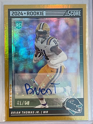 2024 Score Football Brian Thomas Jr. RC Auto Gold Zone Parallel #d /50