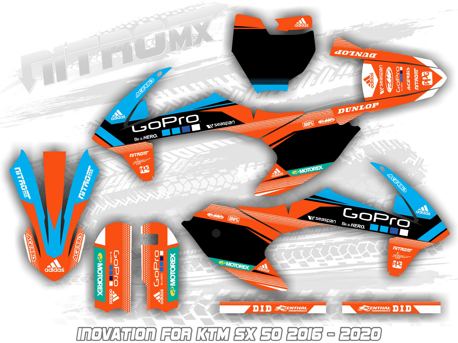 Kit Graphique NitroMX Pour KTM SX 50 (2016-2023) - Vinyle Adhésif, Personnalisable, Fabriqué En Slovaquie