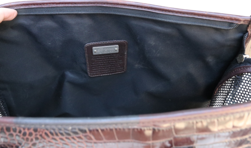Brighton Brown Black Croc Embossed Leather Mesh Pet Carrier Tote Bag - Picture 10 of 11