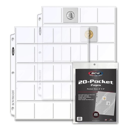 BCW Pro 3-Pocket Currency Pages - 100 Count Archival Quality Bill Holders
