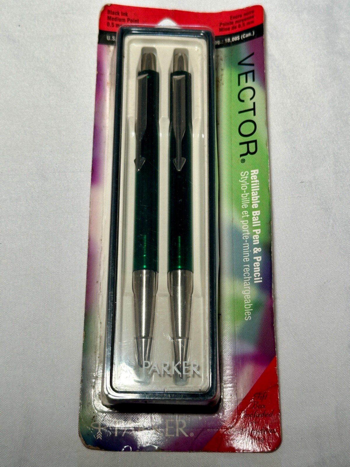 Vintage Deadstock 90s Metallic Green Vector Parker Ballpoint Pen Pencil UK Made