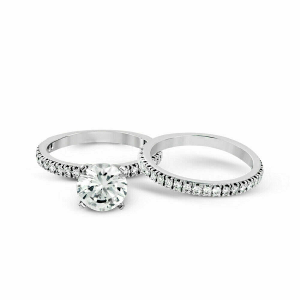 Thanks Giving Sale 14K White Gold 1.40 Ct Real Round Diamond Ring Size 6 7  8 9 | Ebay