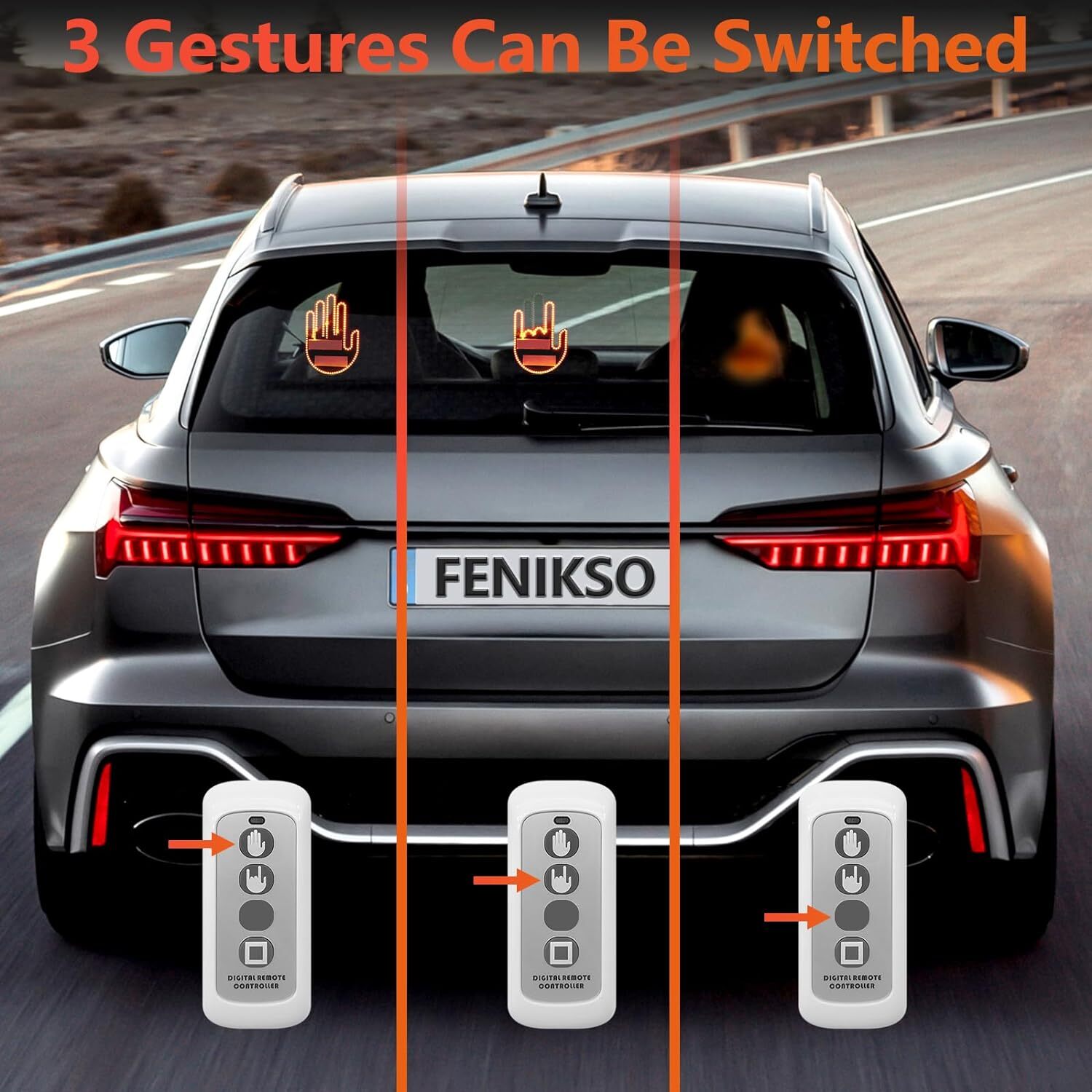 New Funny Car Middle Finger Gesture Sign Light & Remote for Car Truck ...