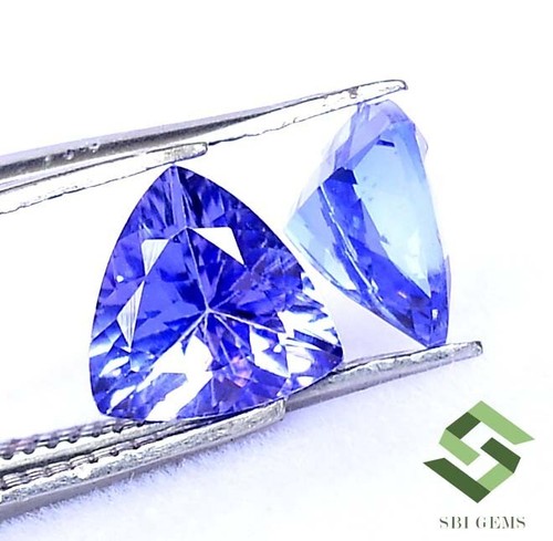 7x7 mm Zertifiziert Natürlicher Tansanit Billionen Schnitt Paar 2,21 CTS Facettierte Lose Edelsteine - Bild 4 von 6