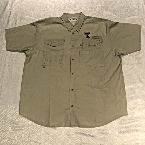 Texas Tech Columbia Bonehead PFG Men's XL Beige/Khaki Casual Button Up Pockets | eBay