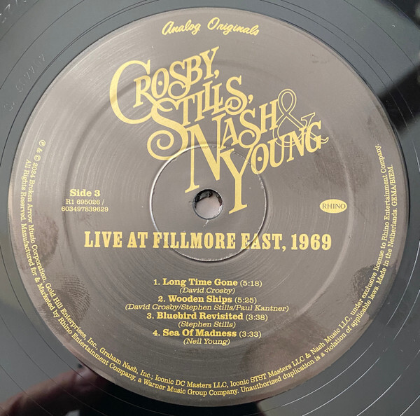 LP Live At Fillmore East, 1969 - Crosby Stills Nash & Young