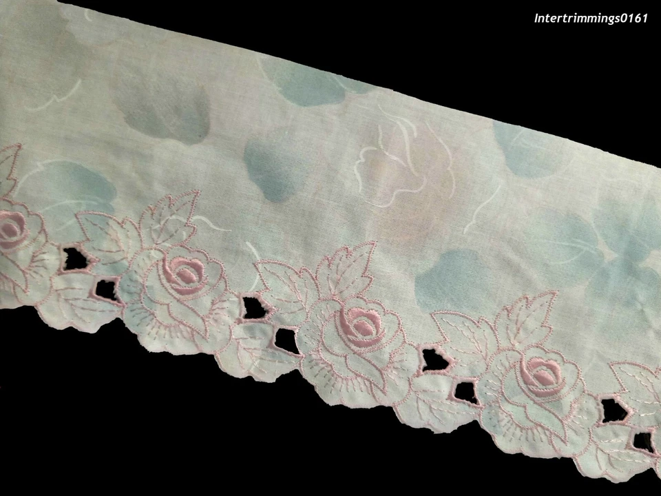 Floral Bordado Recorte de Tela, 12.7cm Ancho, Rosa y Blanco, 5 Metros, Arte - Imagen 1 de 1