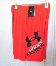 NEW YOUTH BOYS UNDER ARMOUR UA PROTOTYPE 2.0 LOGO SHORTS LARGE OR XL BETA BLACK