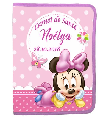 protege carnet de sante fille avec lien fermeture personnalise prénom réf 39