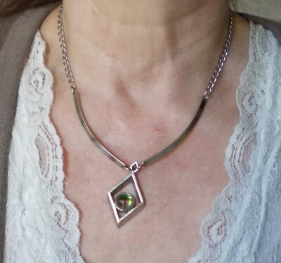 Halskette verchromt - absolut ''SPACE AGE'' - Metall 60/70ern Designer Schmuck