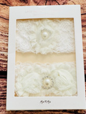New Miss to Mrs Lace Wedding Garter Set Ivory White Bride Bridal Costume