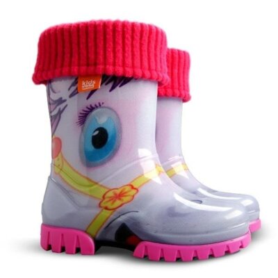 Kinder Regenstiefel Gefüttert Leichte Gummistiefel  Regenschuhe mit PONY 0038HA