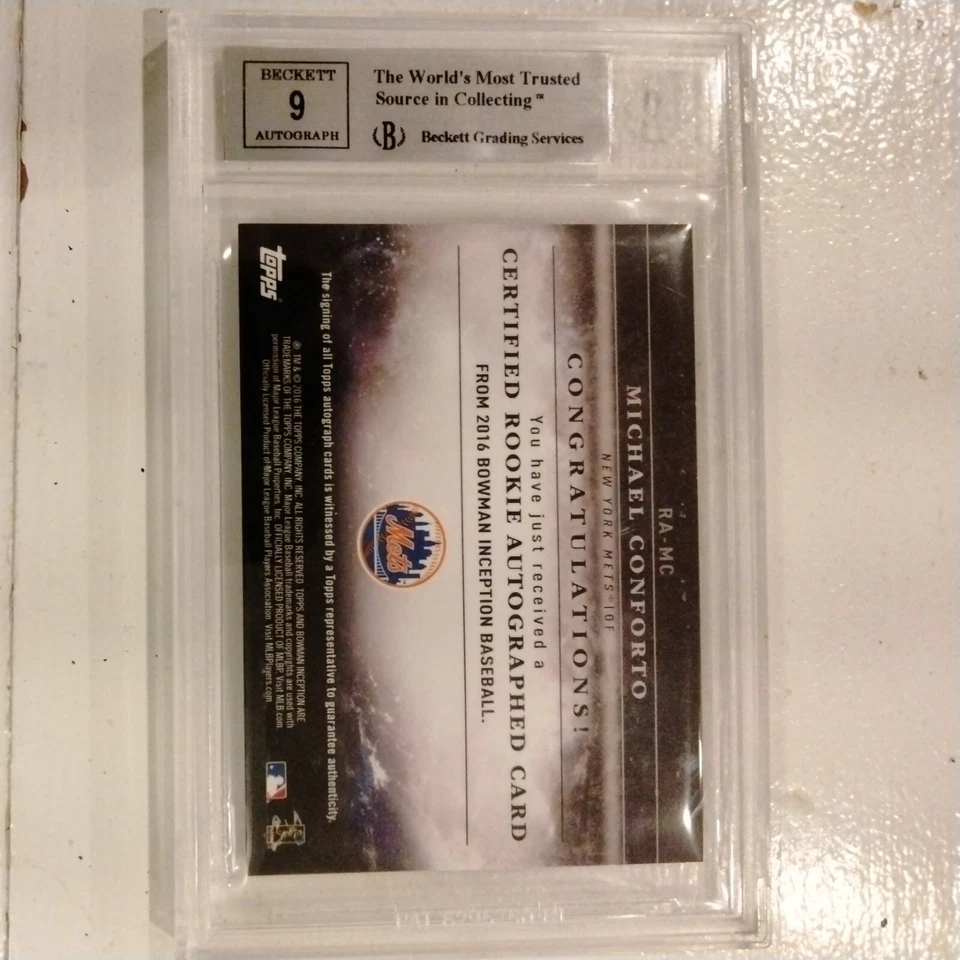 Майкл Конфорто подписанный дебютант 2016 Bowman Inception ОДИН ИЗ ОДНОГО! - Изображение 2 из 4