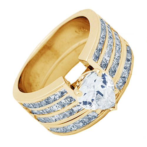 GIA-zertifiziertes Diamant Braut Set 5,5 Karat Herz & Prinzessschliff 18 Karat Gold - Bild 6 von 9