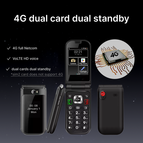 TIQ mini Q3 Smart flip frivolous 4G light weight 3GB+32GB SIM and SD card phone - Picture 2 of 6