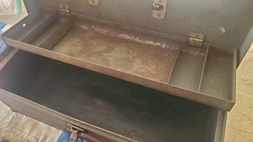 Vtg Craftsman Heritage Logo Tool Box W/Rare Built In Tray & Metal Handle 19x7x7 - Picture 7 of 12