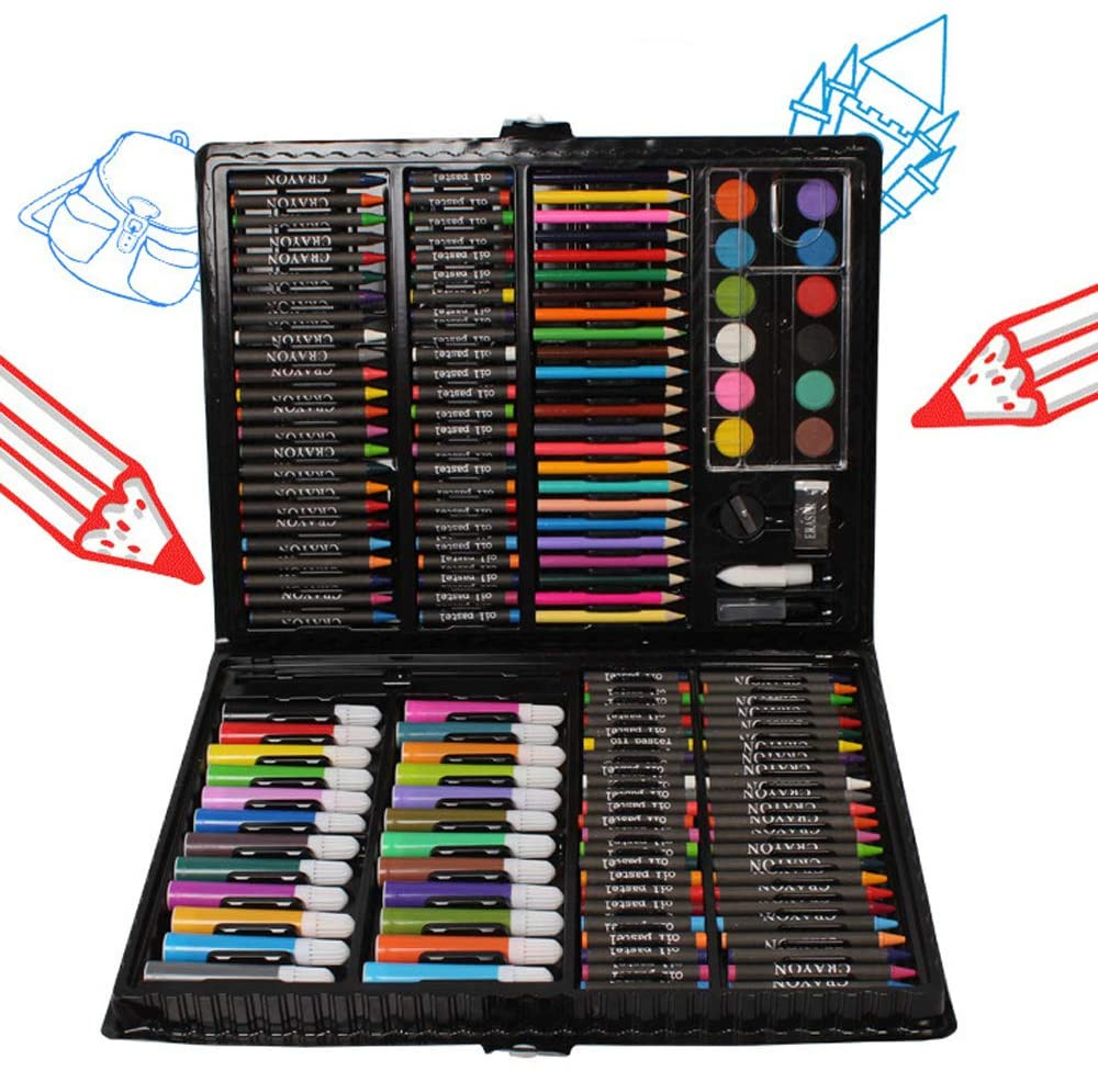 168pcs Drawing Supplies Kit with Portable Box Drawing Artist