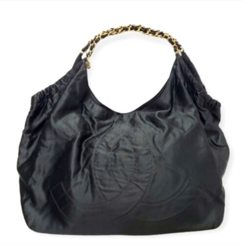 CHANEL Coco Large Satin Black Tote Bag