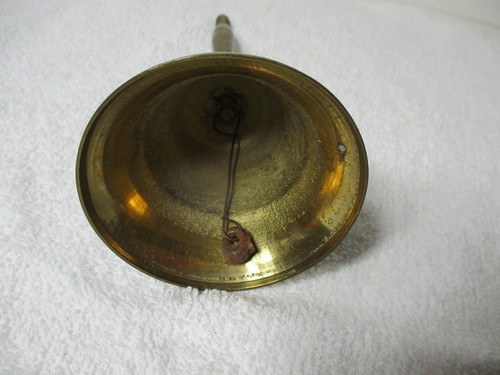 VINTAGE BRASS HAND BELL ETCHED DESIGN HAS CLAPPER - Picture 6 of 6