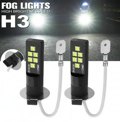 Ampoules H3 LED 12 SMD Blanc 6500K pour feux anti Brouillard Auto Moto 12V - Imagen 1 de 3